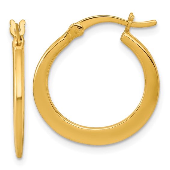 Sterling Silver Gold-tone Polished 20.0mm Tapered Round Hoop Earrings