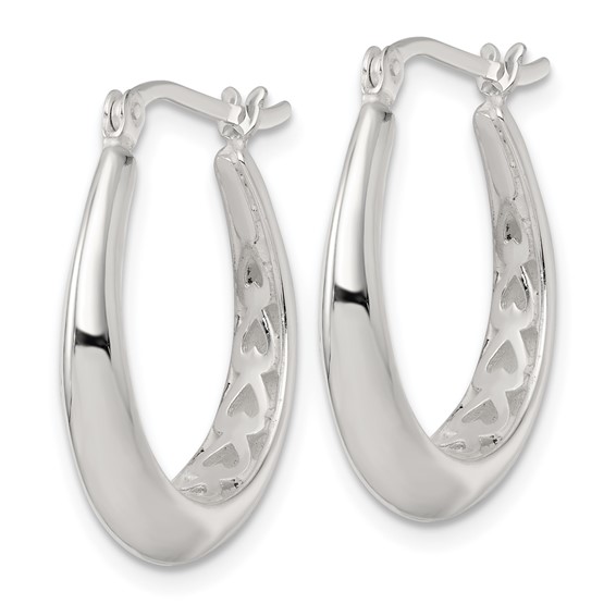 Sterling Silver Polished Knife Edge Tapered Oval Hoop Earrings