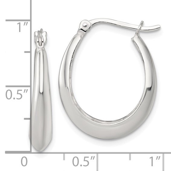 Sterling Silver Polished Knife Edge Tapered Oval Hoop Earrings