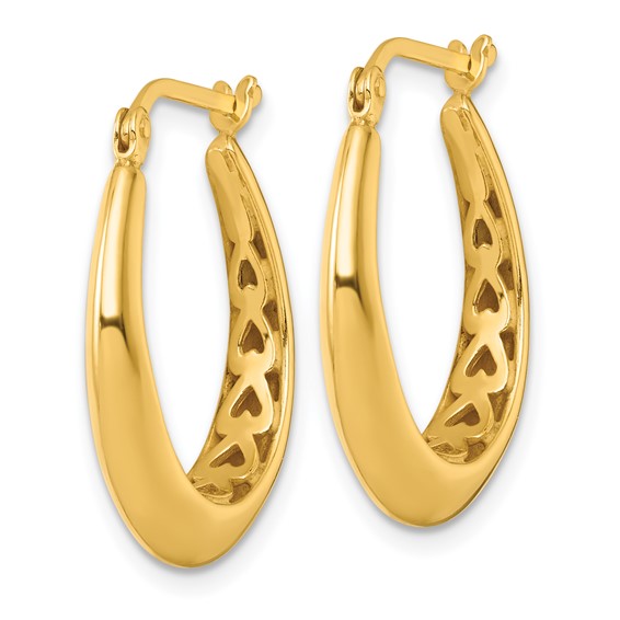 Sterling Silver Gold-tone Polished Knife Edge Tapered Oval Hoop Earrings