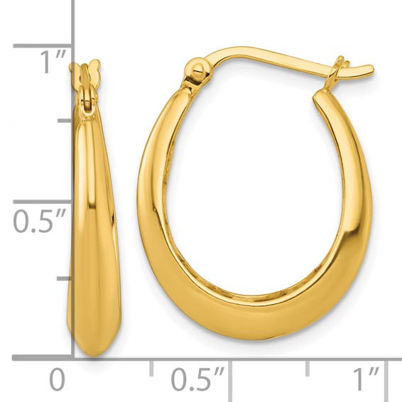 Sterling Silver Gold-tone Polished Knife Edge Tapered Oval Hoop Earrings