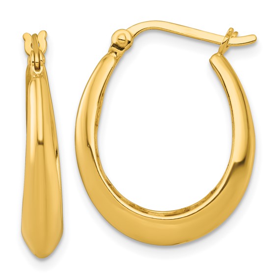 Sterling Silver Gold-tone Polished Knife Edge Tapered Oval Hoop Earrings
