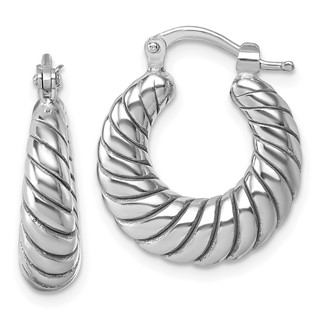 Sterling Silver Rhodium-plated Polished 5.5 x 18mm Twisted Graduated Tube Hoop Earrings