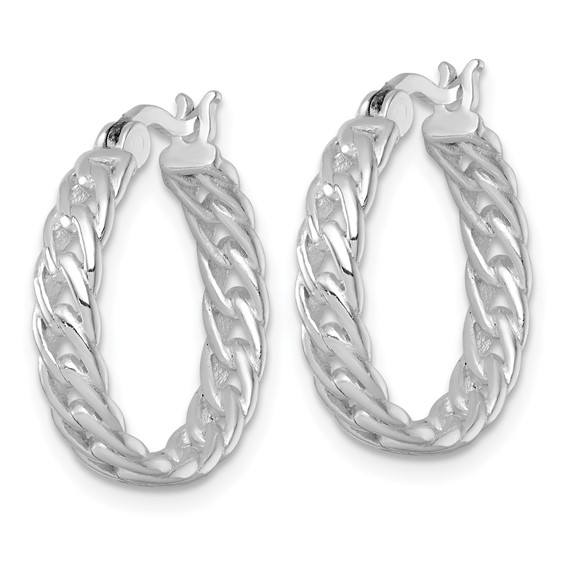 Sterling Silver Rhodium-plated Polished 4.00 x 19mm Curb Link Round Hoop Earrings