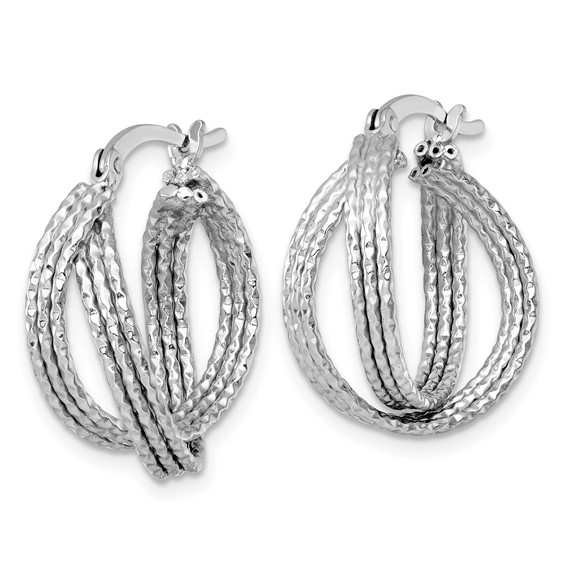 Sterling Silver Textured Twisted Hoop Earrings