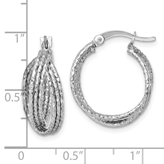 Sterling Silver Textured Twisted Hoop Earrings