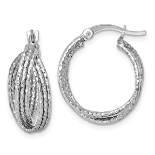 Sterling Silver Textured Twisted Hoop Earrings
