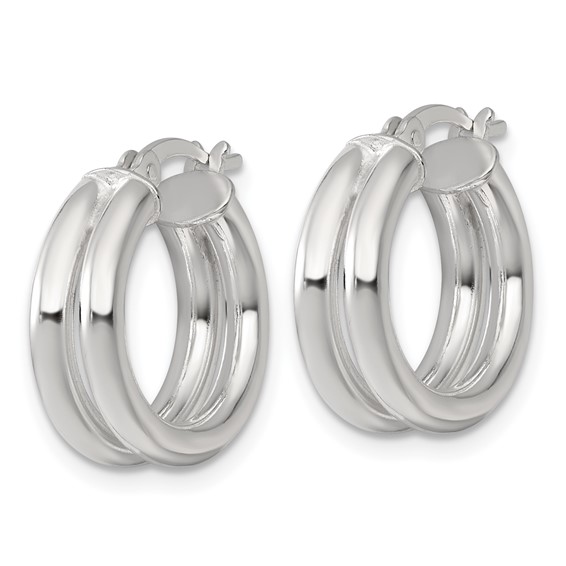 Sterling Silver Polished Double Tube Hoop Earrings