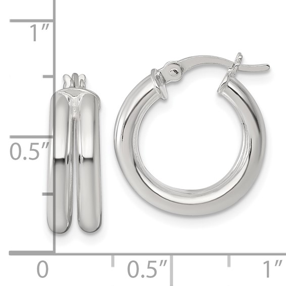 Sterling Silver Polished Double Tube Hoop Earrings
