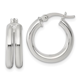 Sterling Silver Polished Double Tube Hoop Earrings