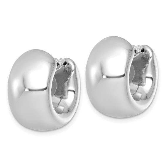 Sterling Silver Rhodium-plated Polished 12.00mm x 20mm Hollow Hoop Earrings