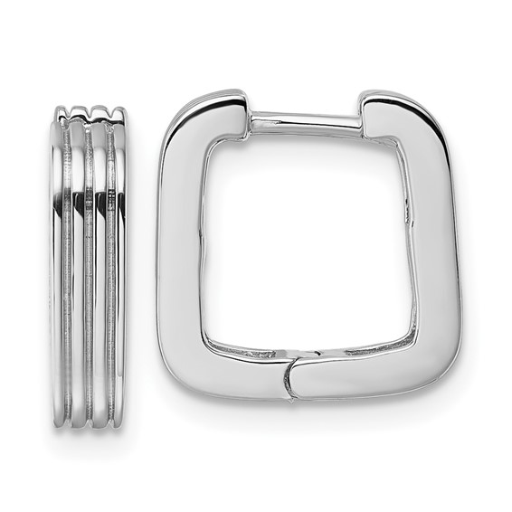Sterling Silver Square Hinged Hoop Earrings