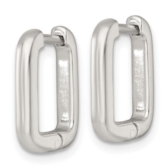 Sterling Silver Polished 2.5mm x 12mm Rectangular Hinged Hoop Earrings
