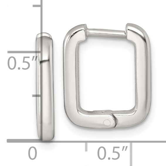 Sterling Silver Polished 2.5mm x 12mm Rectangular Hinged Hoop Earrings