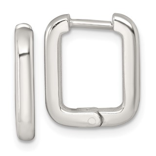 Sterling Silver Polished 2.5mm x 12mm Rectangular Hinged Hoop Earrings