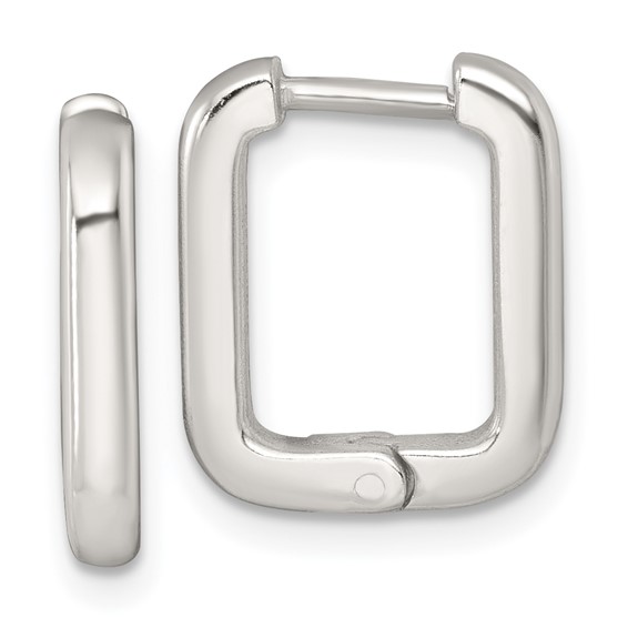 Sterling Silver Polished 2.5mm x 12mm Rectangular Hinged Hoop Earrings