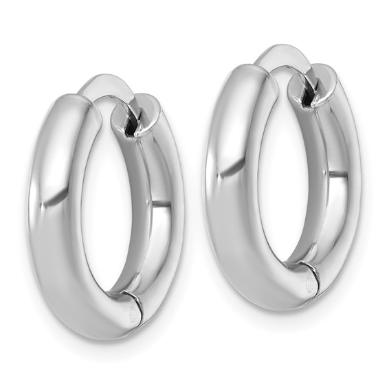 Sterling Silver Rhodium-plated Polished 3.5x18mm Round Hinged Hoop Earrings