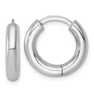 Sterling Silver Rhodium-plated Polished 3.5x18mm Round Hinged Hoop Earrings