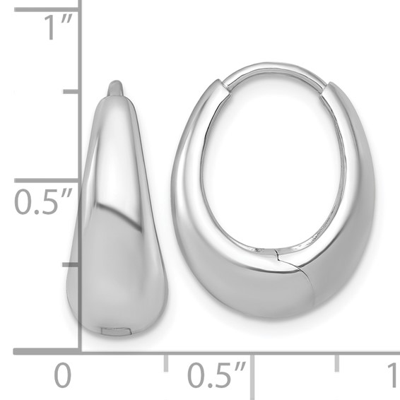 Sterling Silver Rhodium-plated Polished Tapered Oval Hinged Hoop Earrings