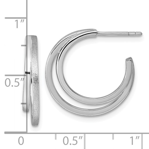 Sterling Silver Satin Double C-hoop Post Earrings