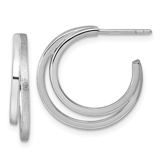 Sterling Silver Satin Double C-hoop Post Earrings