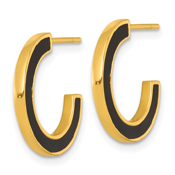 Sterling Silver Plated Enamel C-hoop Post Earrings