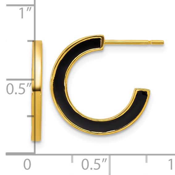 Sterling Silver Plated Enamel C-hoop Post Earrings