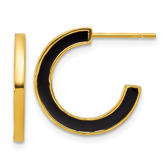 Sterling Silver Plated Enamel C-hoop Post Earrings