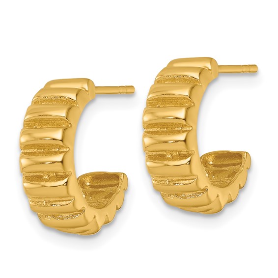 Sterling Silver Grooved C-hoop Post Earrings