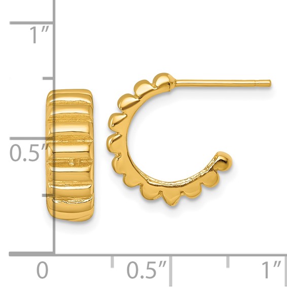 Sterling Silver Grooved C-hoop Post Earrings