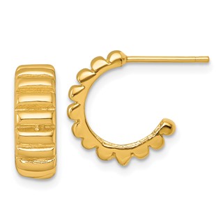 Sterling Silver Grooved C-hoop Post Earrings