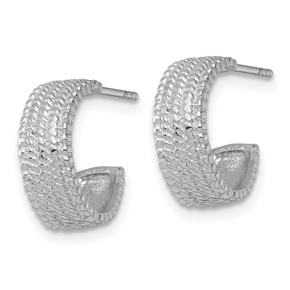 Sterling Silver Textured C-hoop Post Earrings