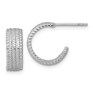 Sterling Silver Textured C-hoop Post Earrings