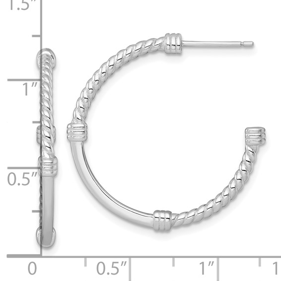 Sterling Silver Twisted C-hoop Post Earrings