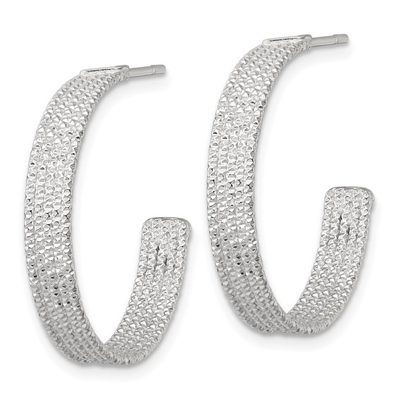 Sterling Silver Textured C-hoop Post Earrings