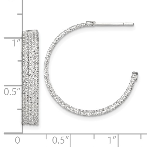 Sterling Silver Textured C-hoop Post Earrings