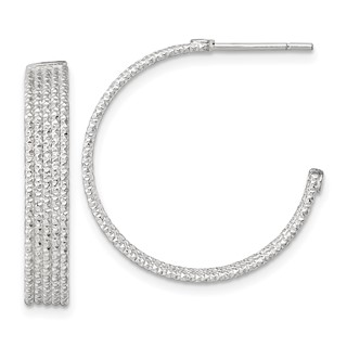 Sterling Silver Textured C-hoop Post Earrings