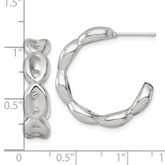 Sterling Silver Chain C-hoop Post Earrings