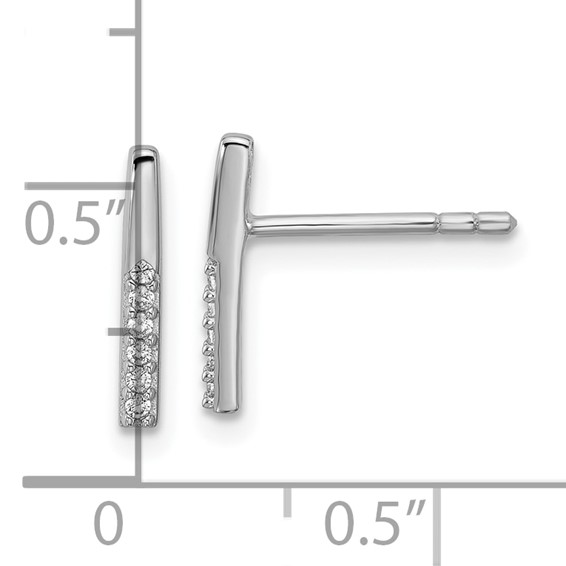 Sterling Silver Rhodium-plated CZ Polished Bar Post Earrings