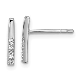 Sterling Silver Rhodium-plated CZ Polished Bar Post Earrings