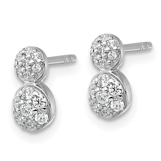 Sterling Silver CZ Circle Post Earrings