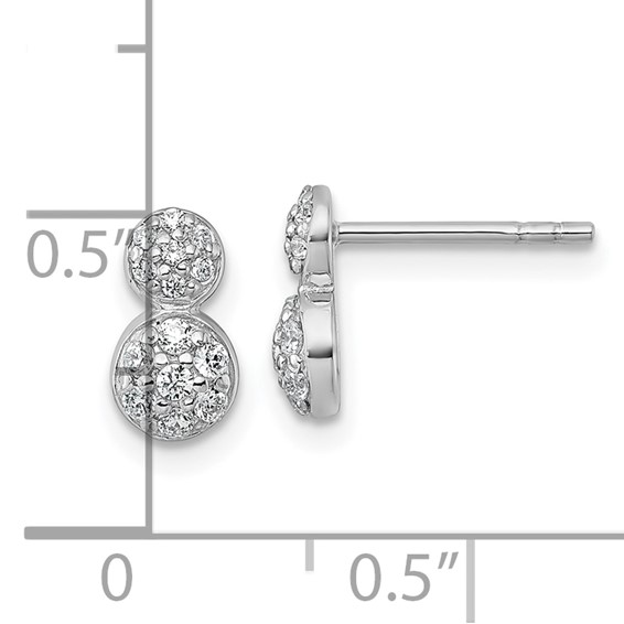 Sterling Silver CZ Circle Post Earrings