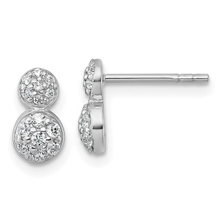 Sterling Silver CZ Circle Post Earrings