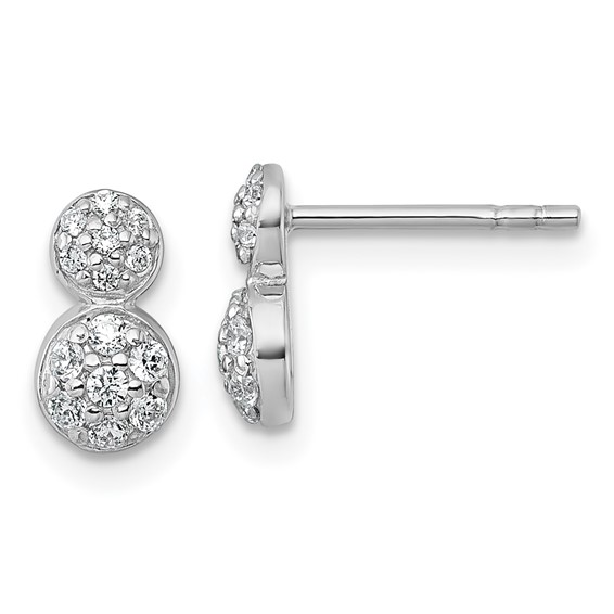 Sterling Silver CZ Circle Post Earrings