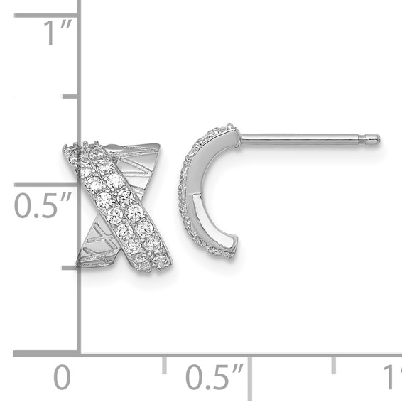 Sterling Silver CZ X Post Earrings