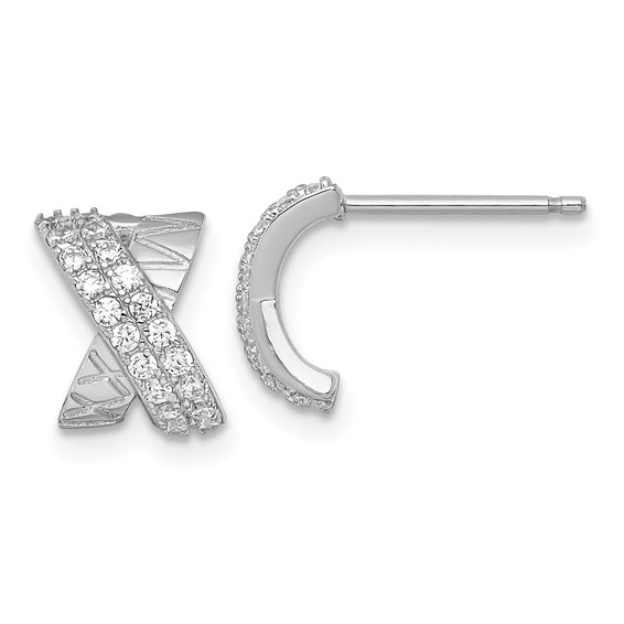 Sterling Silver CZ X Post Earrings