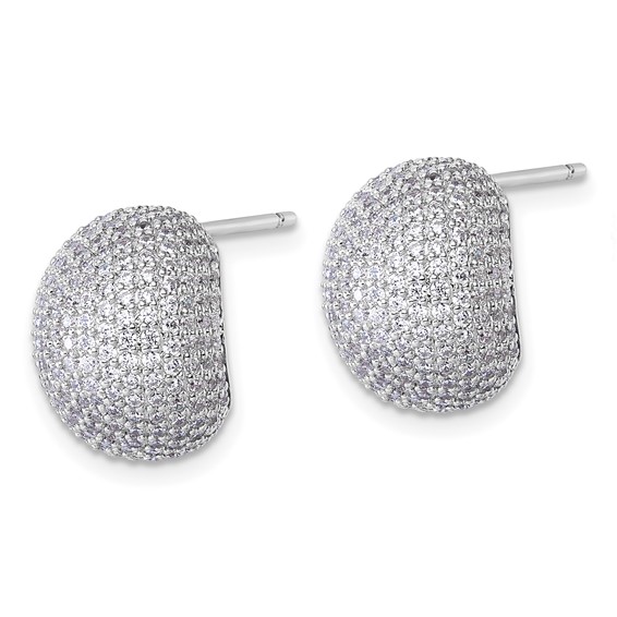 Sterling Silver Rhodium-plated CZ Pave Polished Post Earrings