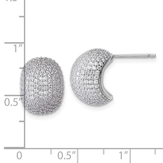 Sterling Silver Rhodium-plated CZ Pave Polished Post Earrings