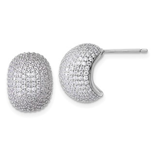 Sterling Silver Rhodium-plated CZ Pave Polished Post Earrings