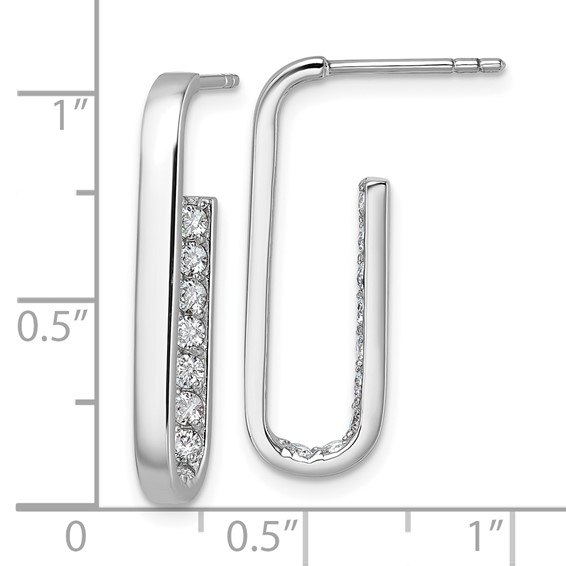 Sterling Silver Rhodium-plated Polished Rectangle with Inside CZ Post Earrings